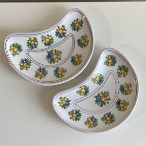 Cantagalli Firenze Pottery Bread Salad Plate Vegetables Fruit Florence Italy TWO